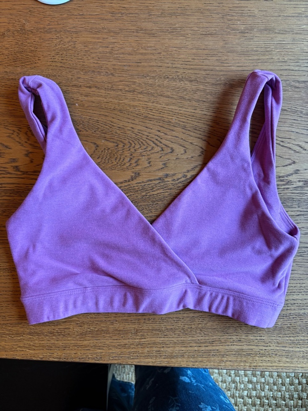 Beyond Yoga crossover space dye purple bra